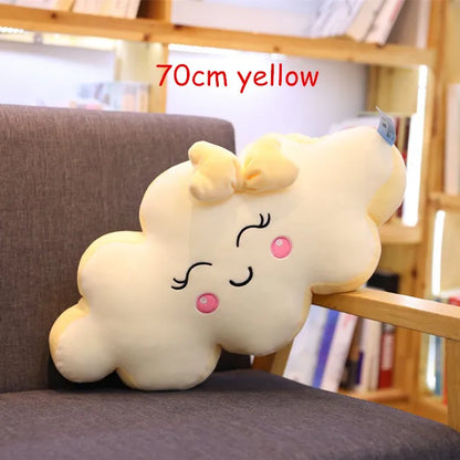 Almohada de peluche con forma de nube sonriente: cojín de peluche suave para niños, bebés y niñas: regalo adorable para dormitorios y guarderías