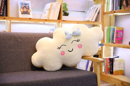 Almohada de peluche con forma de nube sonriente: cojín de peluche suave para niños, bebés y niñas: regalo adorable para dormitorios y guarderías