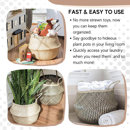 Handcrafted Natural Basket & Plant Pot Cover: Decorative Storage for Home | Multipurpose Organizer | Available in 7 Sizes - Home Fads 
