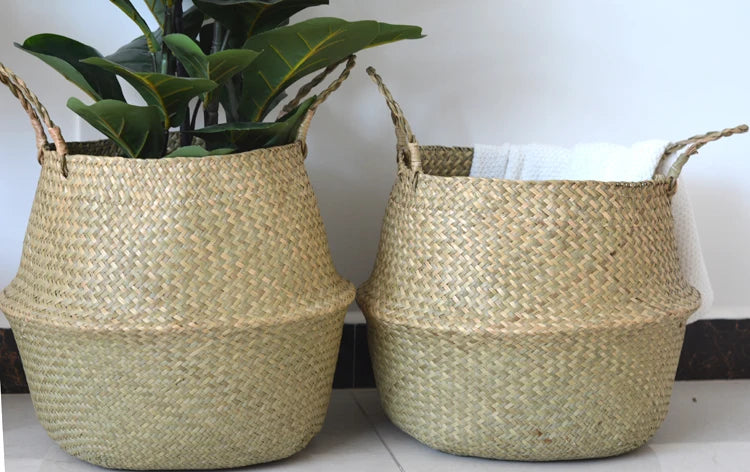 Handcrafted Natural Basket & Plant Pot Cover: Decorative Storage for Home | Multipurpose Organizer | Available in 7 Sizes - Home Fads 