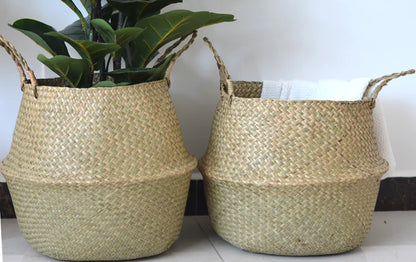 Handcrafted Natural Basket & Plant Pot Cover: Decorative Storage for Home | Multipurpose Organizer | Available in 7 Sizes - Home Fads 