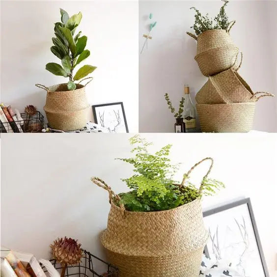 Handcrafted Natural Basket & Plant Pot Cover: Decorative Storage for Home | Multipurpose Organizer | Available in 7 Sizes - Home Fads 