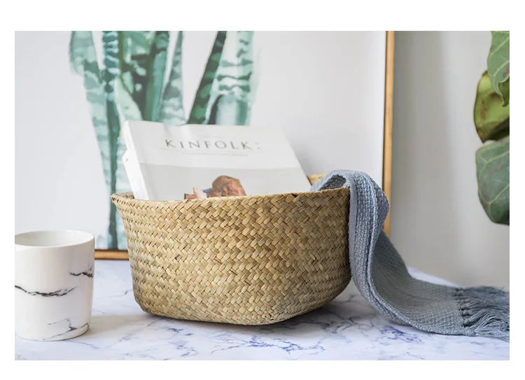 Handcrafted Natural Basket & Plant Pot Cover: Decorative Storage for Home | Multipurpose Organizer | Available in 7 Sizes - Home Fads 