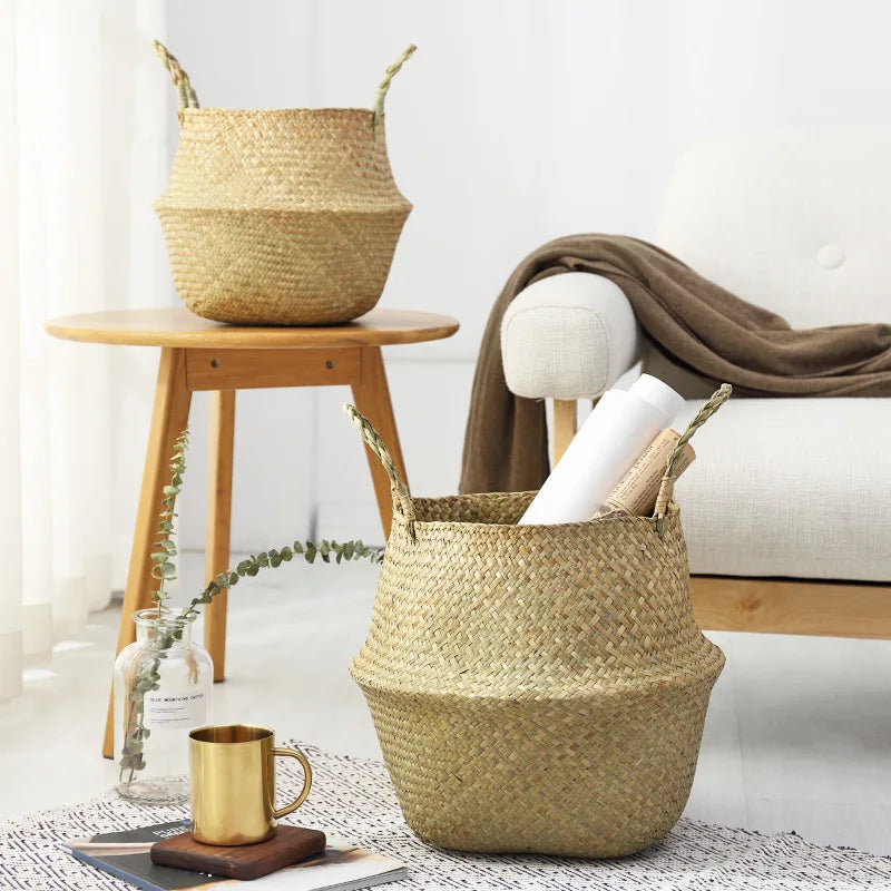 Handcrafted Natural Basket & Plant Pot Cover: Decorative Storage for Home | Multipurpose Organizer | Available in 7 Sizes - Home Fads 