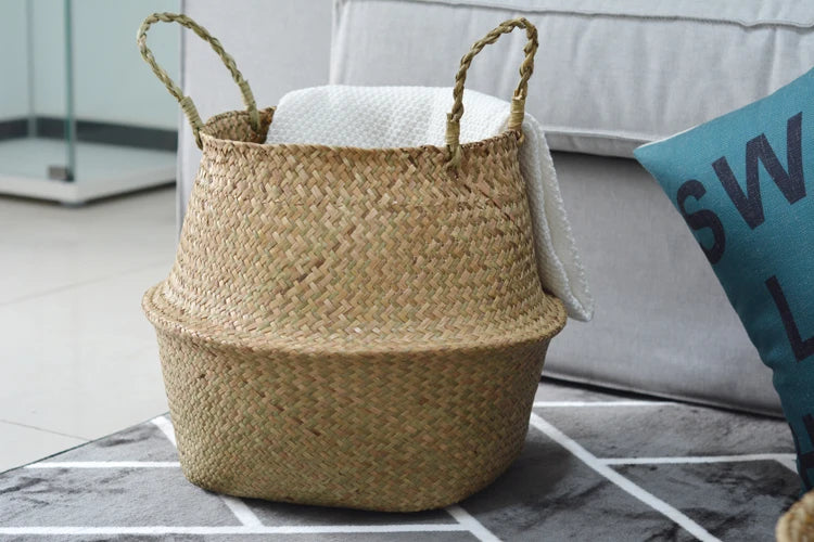 Handcrafted Natural Basket & Plant Pot Cover: Decorative Storage for Home | Multipurpose Organizer | Available in 7 Sizes - Home Fads 