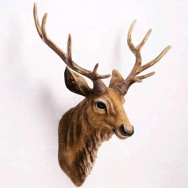 Handcrafted Resin Faux Deer Head - Contemporary European Farmhouse Wall Decor - Home Fads 