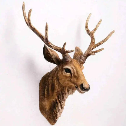Handcrafted Resin Faux Deer Head - Contemporary European Farmhouse Wall Decor - Home Fads 