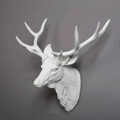 Handcrafted Resin Faux Deer Head - Contemporary European Farmhouse Wall Decor - Home Fads 