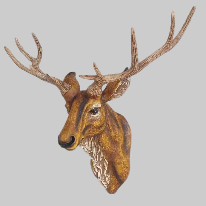 Handcrafted Resin Faux Deer Head - Contemporary European Farmhouse Wall Decor - Home Fads 