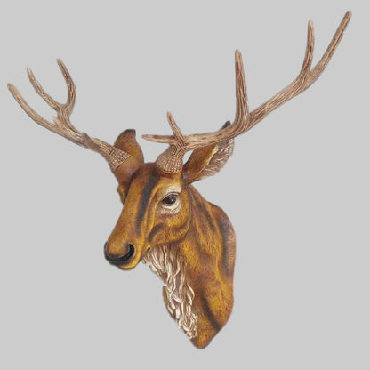 Handcrafted Resin Faux Deer Head - Contemporary European Farmhouse Wall Decor - Home Fads 