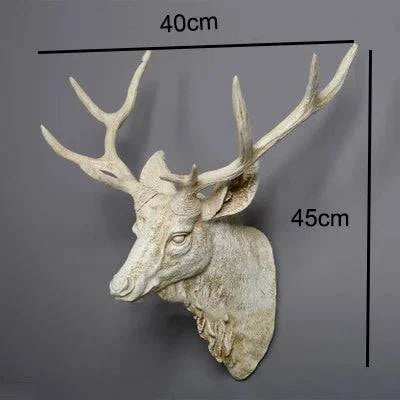 Handcrafted Resin Faux Deer Head - Contemporary European Farmhouse Wall Decor - Home Fads 