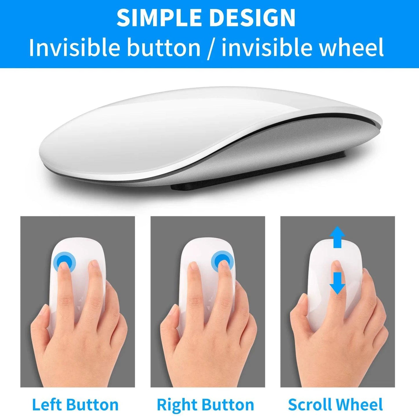 High-Quality Apple Compatible Wireless Bluetooth Magic Mouse for MacBook, iPad, Laptop, Tablet, and PC Gaming - Home Fads 