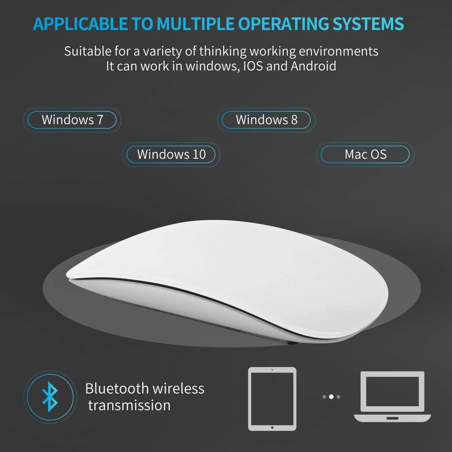 High-Quality Apple Compatible Wireless Bluetooth Magic Mouse for MacBook, iPad, Laptop, Tablet, and PC Gaming - Home Fads 