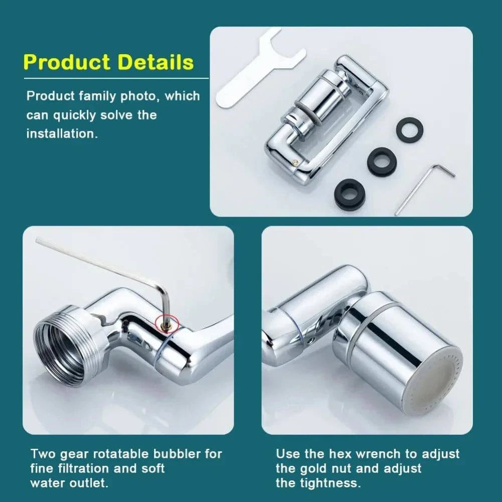 High-Quality Metal Faucet Extender with 1080° Rotational Swivel Arm for Kitchen and Bathroom - Home Fads