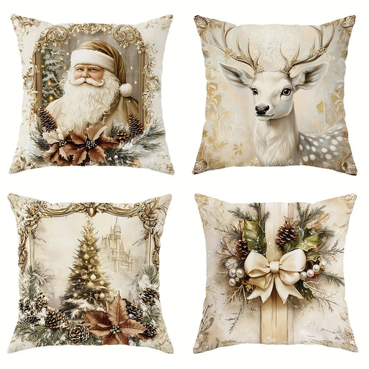 Holiday Pillow Covers – Santa, Reindeer, and Christmas Tree Decorative Cushions for Home and Sofa Décor - Home Fads 