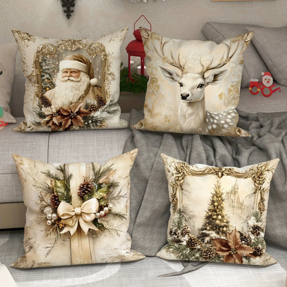 Holiday Pillow Covers – Santa, Reindeer, and Christmas Tree Decorative Cushions for Home and Sofa Décor - Home Fads 