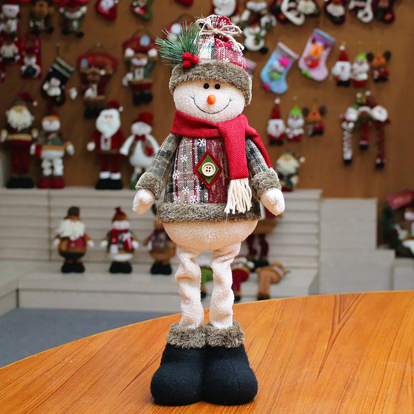 Holiday Plush Dolls – Santa, Snowman, or Reindeer with Adjustable Legs for Table, Mantel, and Home Display - Home Fads 