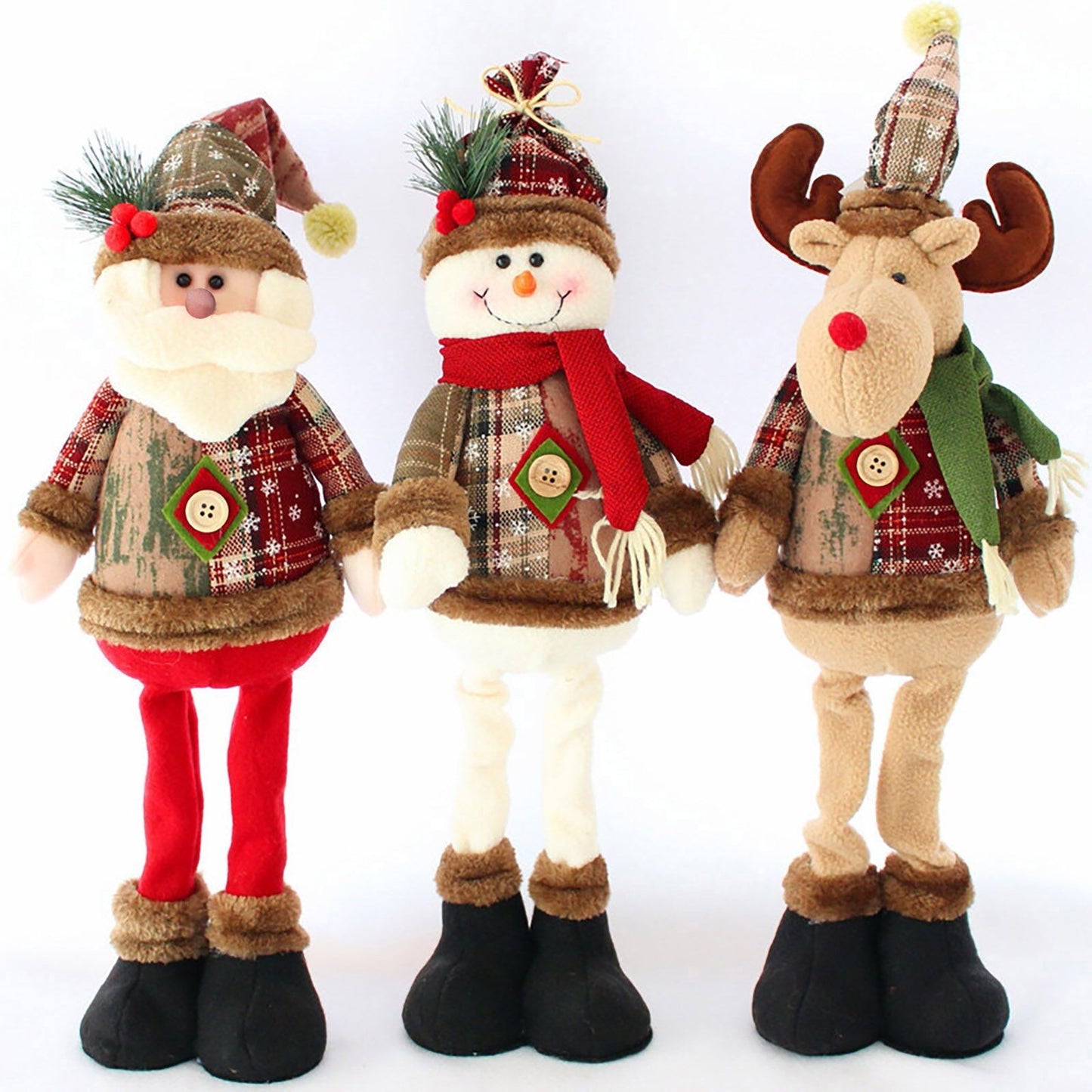 Holiday Plush Dolls – Santa, Snowman, or Reindeer with Adjustable Legs for Table, Mantel, and Home Display - Home Fads 