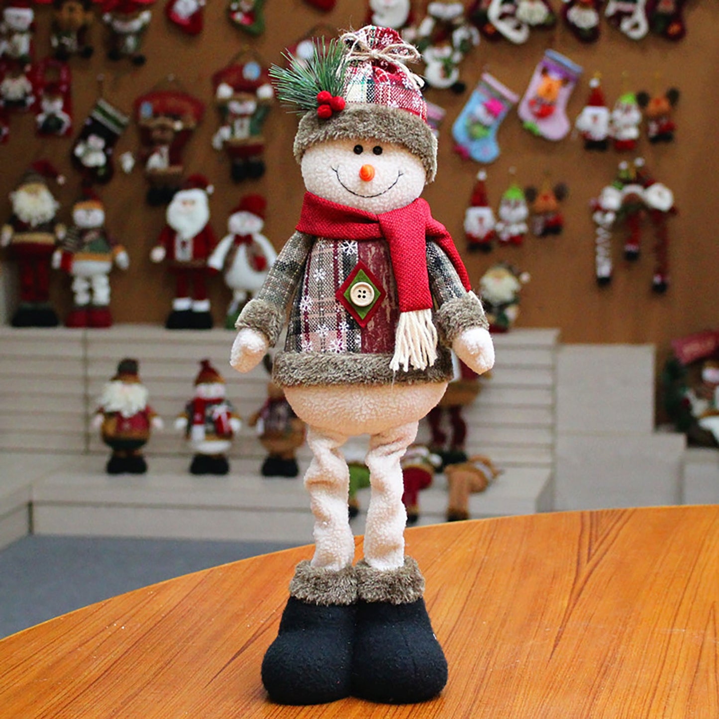 Holiday Plush Dolls – Santa, Snowman, or Reindeer with Adjustable Legs for Table, Mantel, and Home Display - Home Fads 