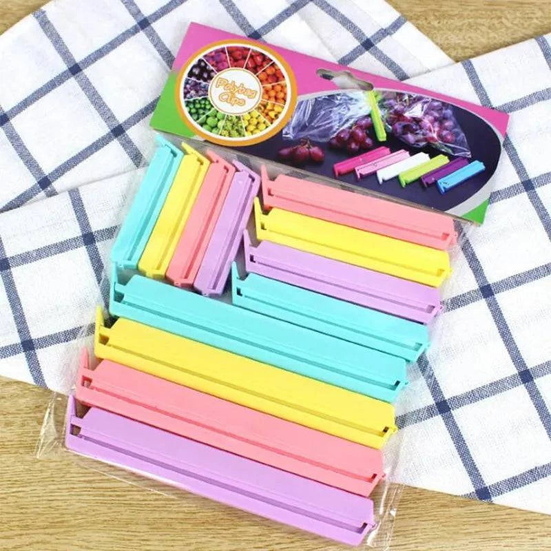 Kitchen Storage Food Snack Bag Sealing Clips - Set of 12 Plastic Clamp Tools - Home Fads 