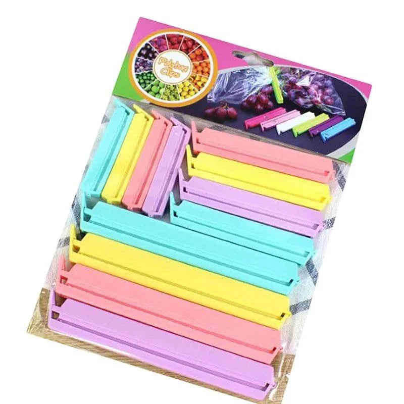 Kitchen Storage Food Snack Bag Sealing Clips - Set of 12 Plastic Clamp Tools - Home Fads 