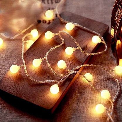 Guirnalda de luces LED con forma de bola: funciona con USB o pilas, de 1,5 m, 3 m, 6 m y 10 m, ideal para bodas, jardines, fiestas y decoración navideña