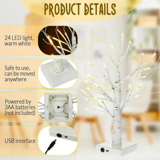 LED Birch Tree Lamp for Home Decor - Ideal for Various Celebrations and Occasions - Indoor Bedroom, Party, and Landscape Lighting - Home Fads 