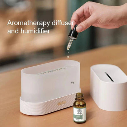 LED Flame Aromatherapy Humidifier - USB Powered Ultrasonic Air Humidifier with Colorful LED Lighting - Home Fads 