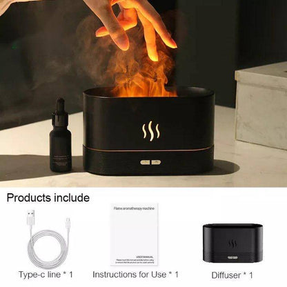 LED Flame Aromatherapy Humidifier - USB Powered Ultrasonic Air Humidifier with Colorful LED Lighting - Home Fads 