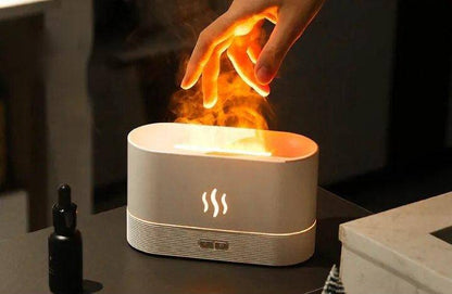 LED Flame Aromatherapy Humidifier - USB Powered Ultrasonic Air Humidifier with Colorful LED Lighting - Home Fads 