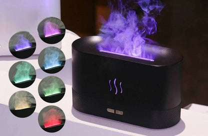 LED Flame Aromatherapy Humidifier - USB Powered Ultrasonic Air Humidifier with Colorful LED Lighting - Home Fads 