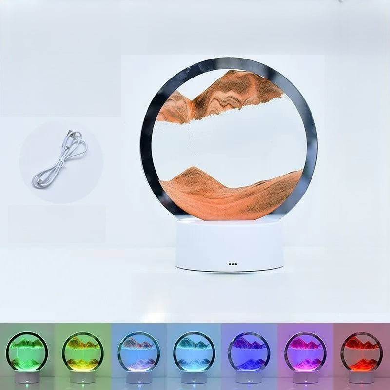 LED RGB Sand Art Lamp – 3D Rotating Hourglass Light with 16 Colors, USB Powered, Touch or Remote Control - Home Fads 