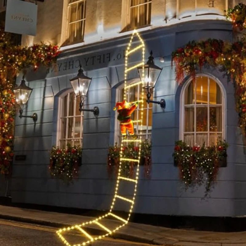 LED Santa Claus Christmas Climbing Ladder Light, USB Powered, 8 Lighting Modes, 1.5M or 3M, Warm White or Multicolor - Home Fads