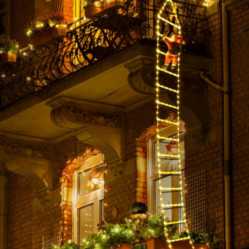 LED Santa Claus Christmas Climbing Ladder Light, USB Powered, 8 Lighting Modes, 1.5M or 3M, Warm White or Multicolor - Home Fads