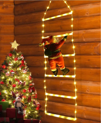 LED Santa Claus Christmas Climbing Ladder Light, USB Powered, 8 Lighting Modes, 1.5M or 3M, Warm White or Multicolor - Home Fads