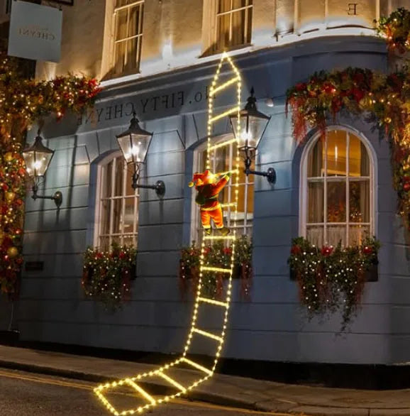 LED Santa Claus Christmas Climbing Ladder Light, USB Powered, 8 Lighting Modes, 1.5M or 3M, Warm White or Multicolor - Home Fads