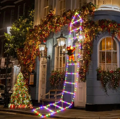 LED Santa Claus Christmas Climbing Ladder Light, USB Powered, 8 Lighting Modes, 1.5M or 3M, Warm White or Multicolor - Home Fads