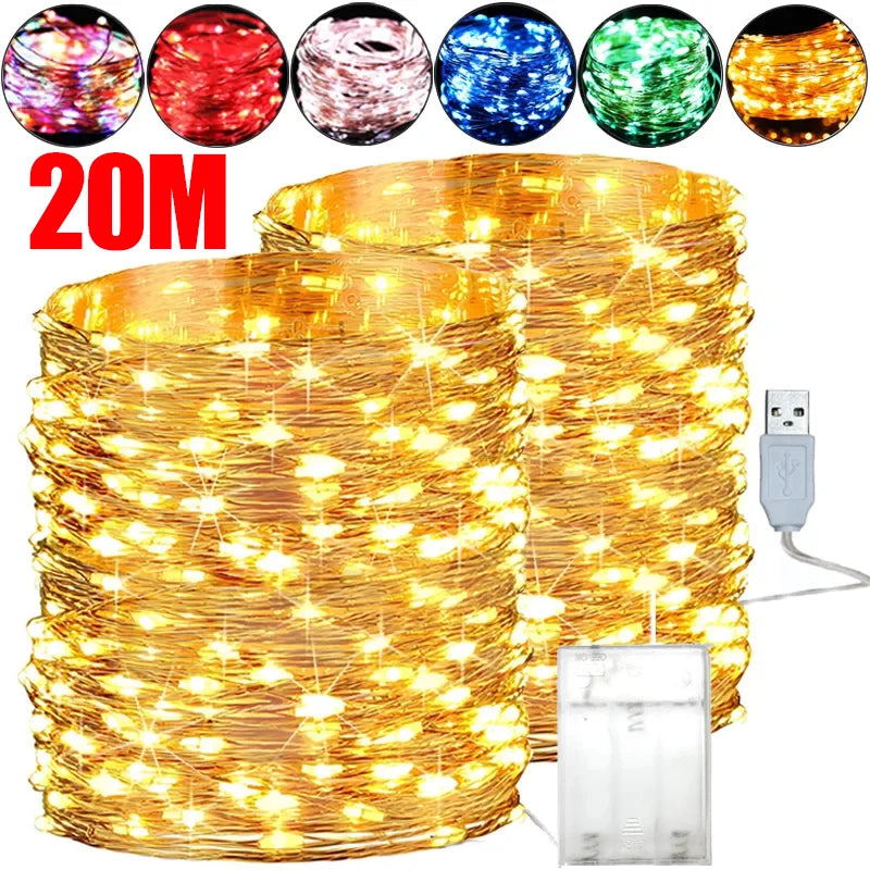 LED String Lights – USB/Battery Powered Copper/Silver Wire – Waterproof Fairy Lights for Holidays, Weddings & Parties (1M, 2M, 3M, 5M, 10M, 20M) - Home Fads 
