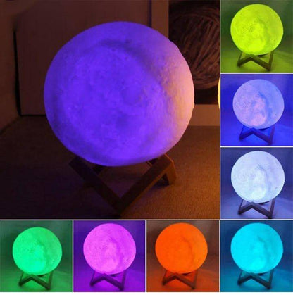 8cm LED Moon Lamp Night Light with Stand: Battery Powered, Ideal for Home and Office Decor - Great Gift for Kids, Color Options - Home Fads