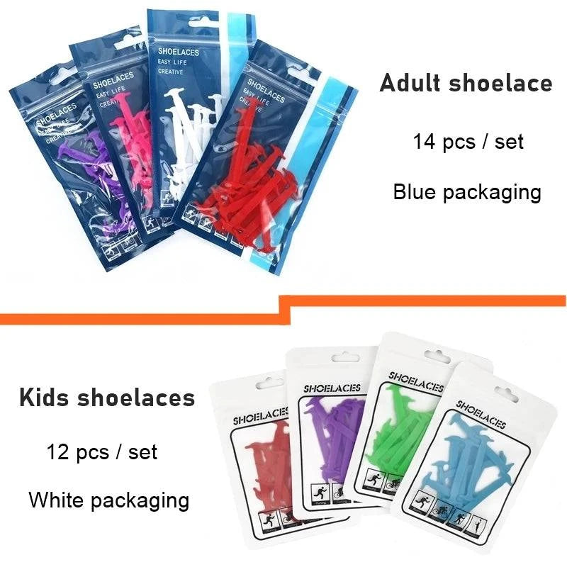 Lazy Silicone No-Tie Elastic Shoelaces for Kids (12-Pack) and Adults (14-Pack) - Quick and Easy Lacing for Sneakers - Home Fads 