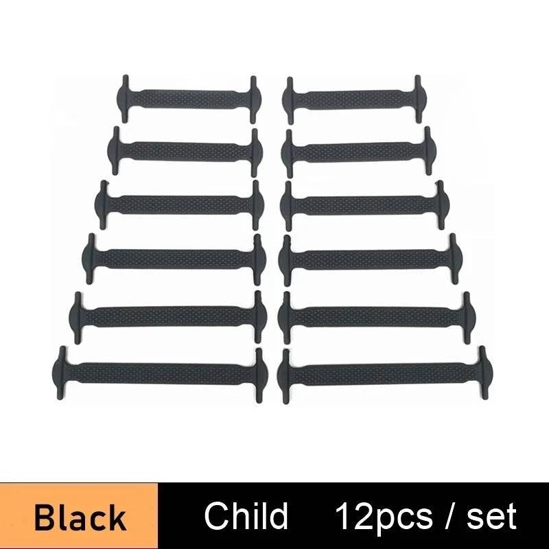 Lazy Silicone No-Tie Elastic Shoelaces for Kids (12-Pack) and Adults (14-Pack) - Quick and Easy Lacing for Sneakers