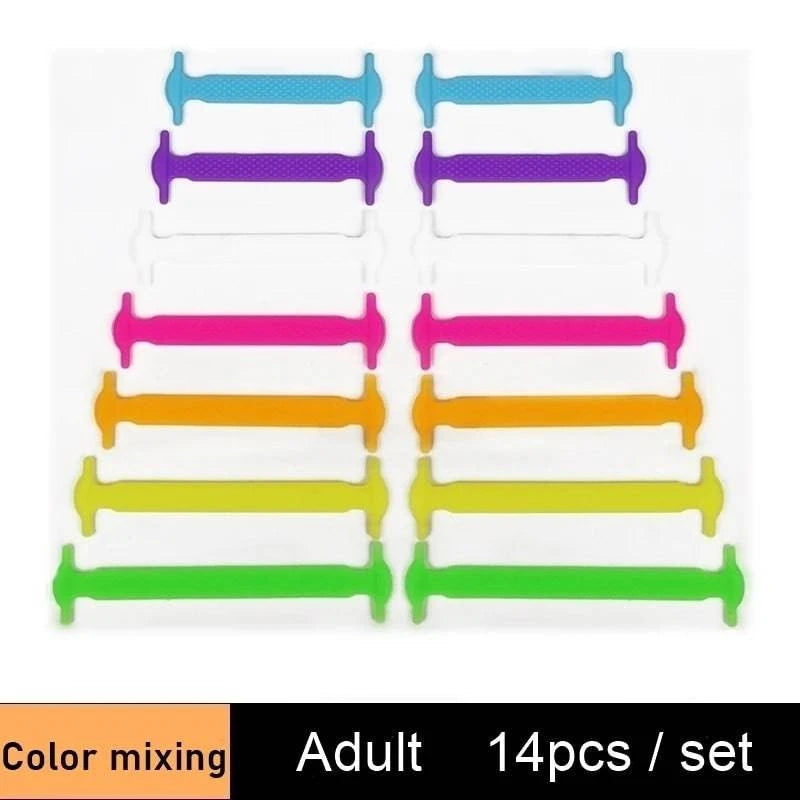 Lazy Silicone No-Tie Elastic Shoelaces for Kids (12-Pack) and Adults (14-Pack) - Quick and Easy Lacing for Sneakers - Home Fads 