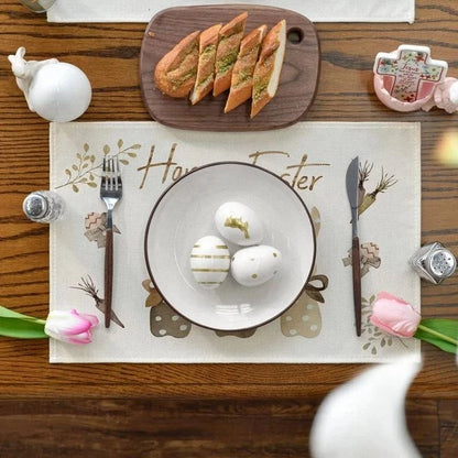 Linen Table Runner – Festive Egg and Bunny Designs – Spring Dining Table Decor - Home Fads 