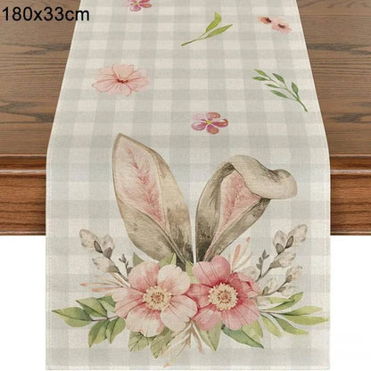 Linen Table Runner – Festive Egg and Bunny Designs – Spring Dining Table Decor - Home Fads 