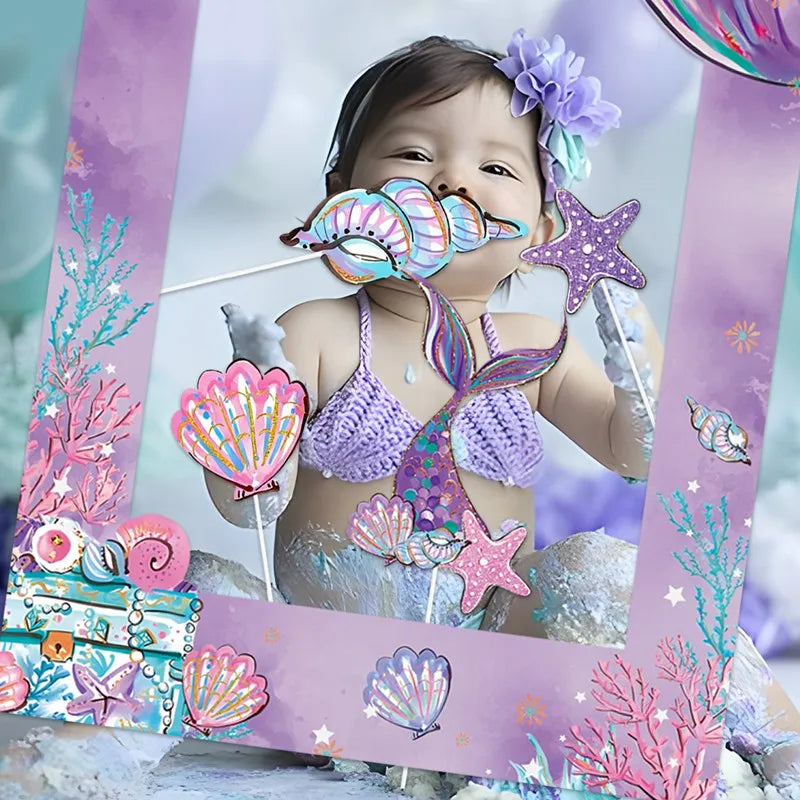 Little Mermaid-Themed Selfie Paper Photo Frame – Under the Sea Birthday Party Decor and Photo Props - Home Fads 