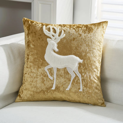 Luxurious Embroidered Velvet Cushion Cover – Soft 18x18 Decorative Throw Pillow Case in Gold for Holiday Home Decor - Home Fads 