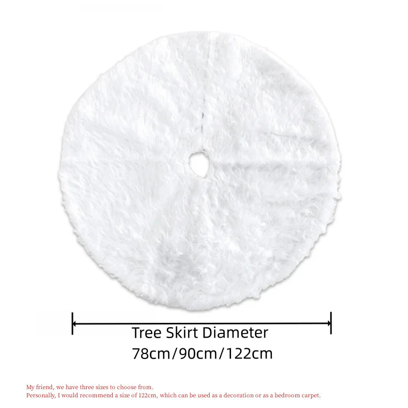 Luxurious White Plush Holiday Tree Skirt – Soft and Durable Base Cover Available in 78cm, 90cm, and 122cm for Festive Tree Decoration - Home Fads 