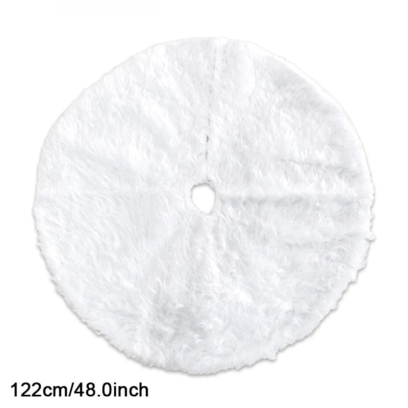 Luxurious White Plush Holiday Tree Skirt – Soft and Durable Base Cover Available in 78cm, 90cm, and 122cm for Festive Tree Decoration - Home Fads 
