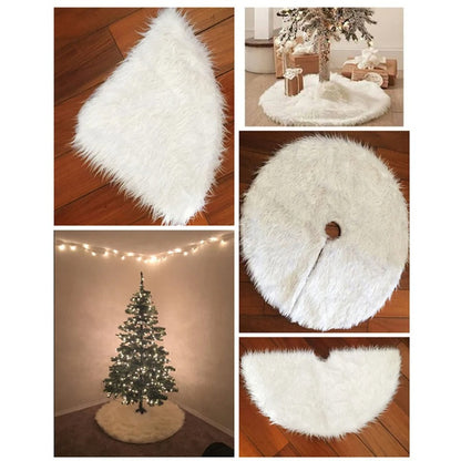 Luxurious White Plush Holiday Tree Skirt – Soft and Durable Base Cover Available in 78cm, 90cm, and 122cm for Festive Tree Decoration - Home Fads 