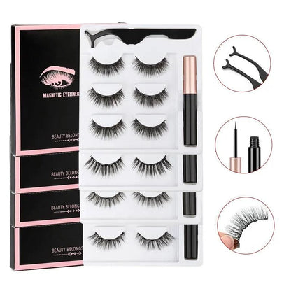 Magnetic Eyelashes Set – Reusable Lashes with Waterproof Eyeliner, Applicator Tweezer & Natural Long-Lasting Look - Home Fads 